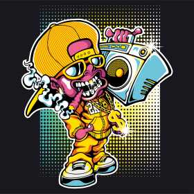 卡通音乐人物矢量图服装裁片T恤烫图印花花型素材