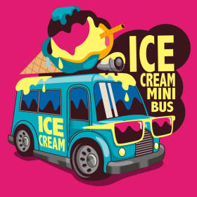 冰淇淋汽车字母矢量图服装裁片T恤烫图印花花型素材