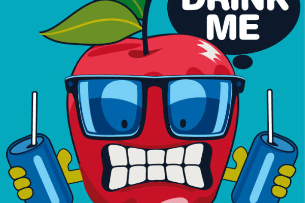 苹果汽水字母矢量图服装裁片T恤烫图印花花型素材