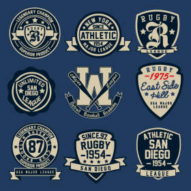 服装字母徽章矢量图服装印花设计素材