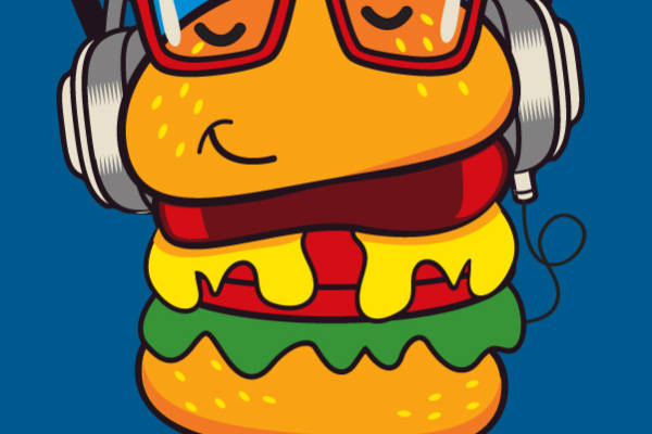 卡通汉堡人物矢量图服装裁片T恤烫图印花花型素材