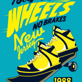 滑板字母鞋子矢量图服装裁片T恤烫图印花花型素材