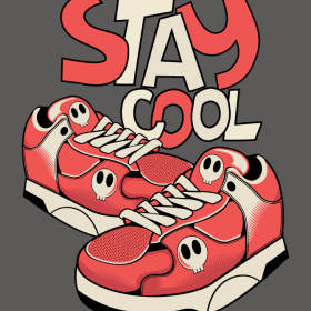 卡通运动鞋字母骷髅头矢量图服装裁片T恤烫图印花花型素材