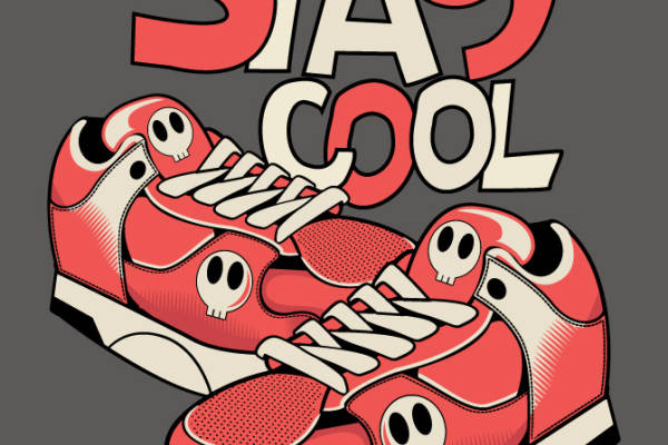 卡通运动鞋字母骷髅头矢量图服装裁片T恤烫图印花花型素材