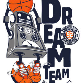 篮球字母机器人矢量图服装裁片T恤烫图印花花型素材