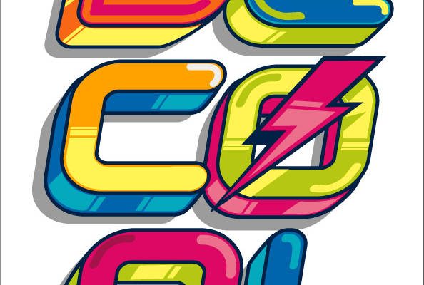 霓虹字母印花矢量图服装裁片T恤烫图印花花型素材