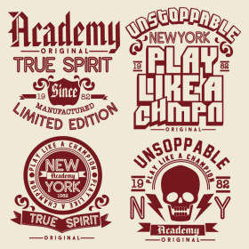 字母数字骷髅头矢量图服装印花花型素材