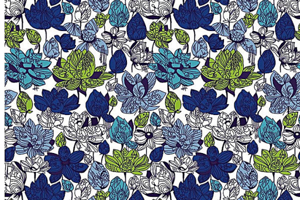 几何线条花朵矢量图服装纺织面料数码印花花型素材