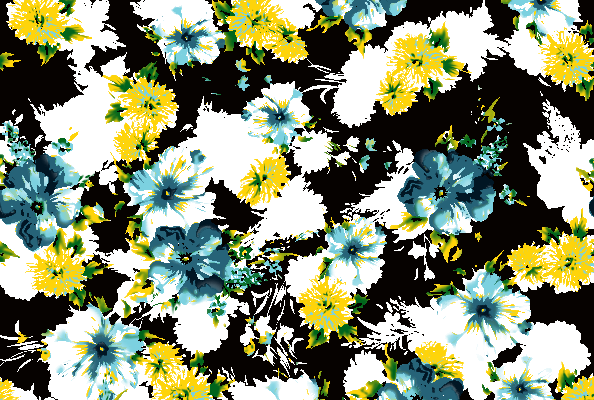 植物菊花印花矢量图服装纺织面料水印数码印花金昌花型素材