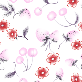 果实草莓樱桃花朵印花矢量图服装纺织面料水印数码印花金昌花型素材