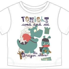 卡通儿童T恤上衣设计矢量图恐龙字母印花花型