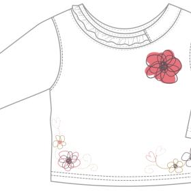 儿童上衣长袖T恤设计矢量图几何花朵图案