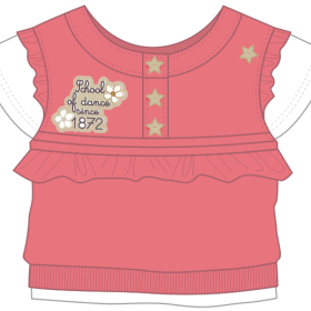 儿童短袖上衣小裙装设计矢量图五角星字母花朵花纹