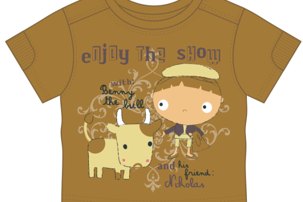 儿童上衣短袖T恤设计矢量图