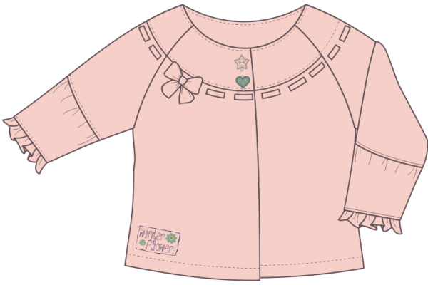 儿童上衣设计矢量图蝴蝶结装饰