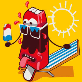 卡通冰棍太阳矢量图服装裁片T恤烫图印花花型素材