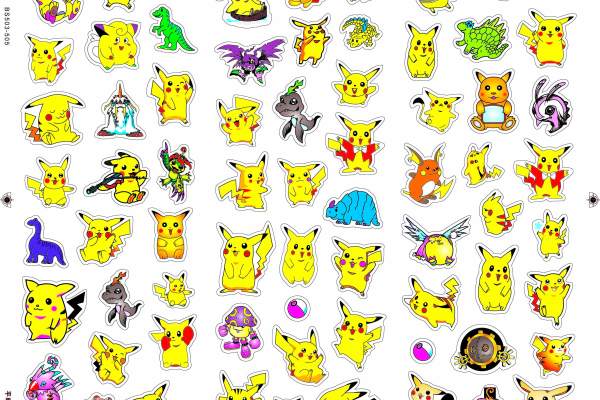 卡通动漫皮卡丘矢量图服装裁片T恤烫图印花花型素材