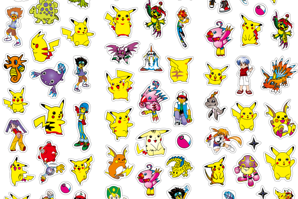 卡通动漫皮卡丘矢量图服装裁片T恤烫图印花花型素材