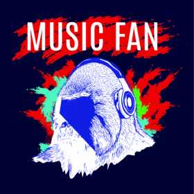 卡通大猩猩音乐字母设计矢量图服装裁片T恤烫图印花花型素材