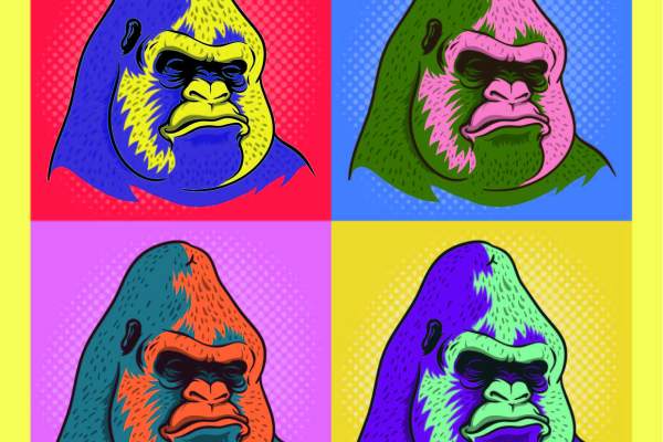 卡通动物大猩猩矢量图服装裁片T恤烫图印花花型素材