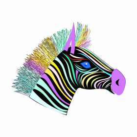 多彩动物斑马印花矢量图服装裁片T恤烫图印花花型素材