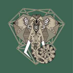 几何线条动物大象矢量图服装裁片T恤烫图印花花型素材