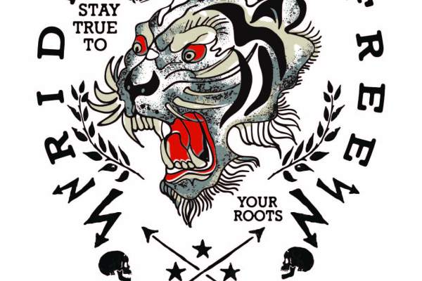 动物老虎字母印花矢量图服装裁片T恤烫图印花花型素材