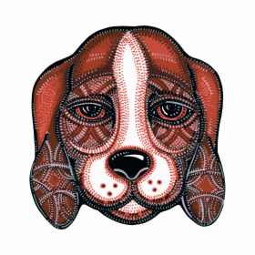 几何图案动物小狗印花矢量图服装裁片T恤烫图印花花型素材