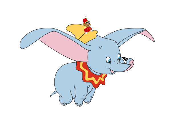 卡通动漫小飞象印花矢量图服装裁片T恤烫图印花花型素材