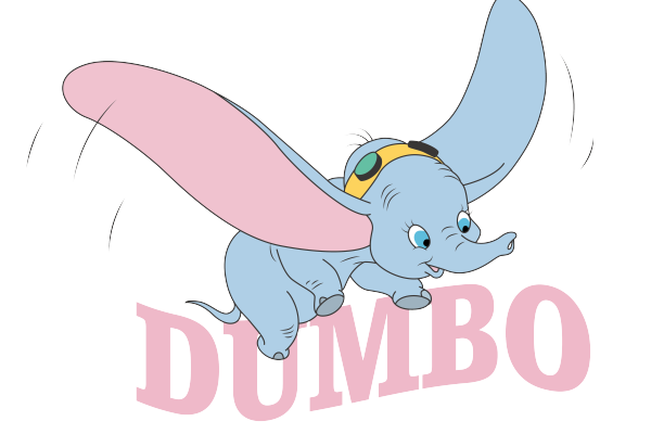 卡通动漫小飞象印花矢量图服装裁片T恤烫图印花花型素材