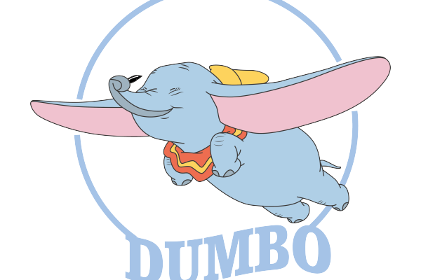 卡通动漫小飞象印花矢量图服装裁片T恤烫图印花花型素材