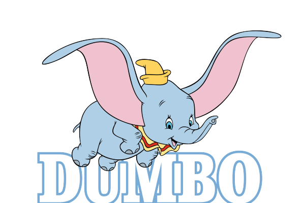 卡通动漫小飞象印花矢量图服装裁片T恤烫图印花花型素材