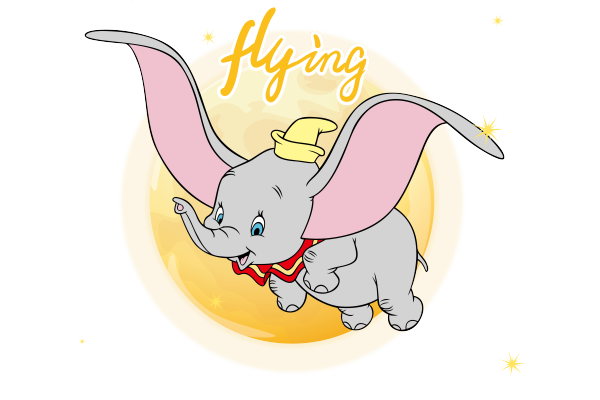 卡通动漫小飞象印花矢量图服装裁片T恤烫图印花花型素材