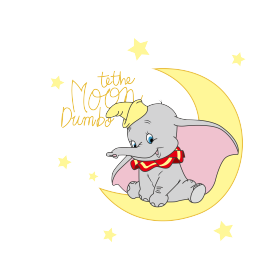 卡通动漫小飞象印花矢量图服装裁片T恤烫图印花花型素材