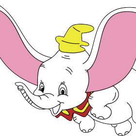 卡通动漫小飞象印花矢量图服装裁片T恤烫图印花花型素材