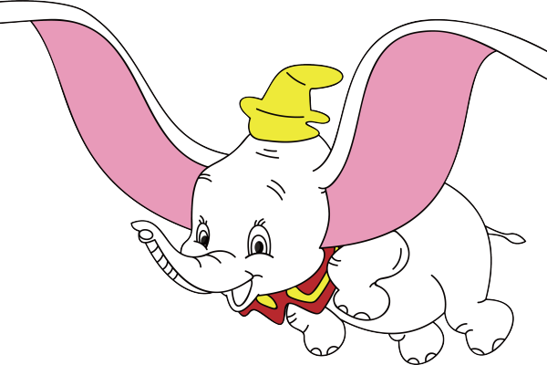 卡通动漫小飞象印花矢量图服装裁片T恤烫图印花花型素材