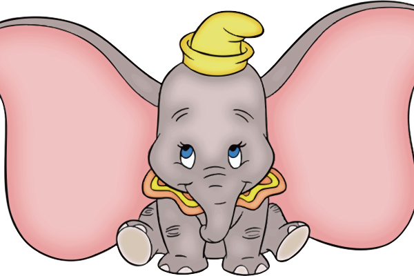 卡通动漫小飞象印花矢量图服装裁片T恤烫图印花花型素材