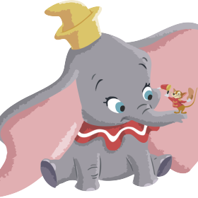 卡通动漫小飞象印花矢量图服装裁片T恤烫图印花花型素材