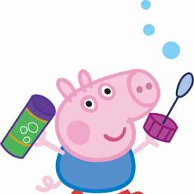 卡通动漫小猪佩奇吹泡泡矢量图服装裁片T恤烫图印花花型素材