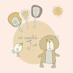 卡通小熊字母矢量图服装裁片T恤烫图印花花型素材