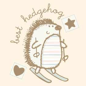 卡通动物刺猬字母矢量图儿童服装裁片T恤烫图印花花型素材