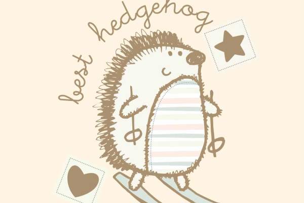 卡通动物刺猬字母矢量图儿童服装裁片T恤烫图印花花型素材