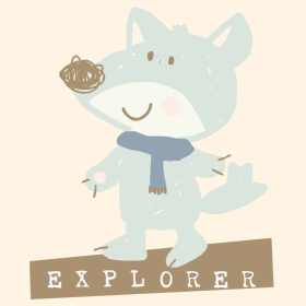 卡通动物狐狸字母矢量图儿童服装裁片T恤烫图印花花型素材