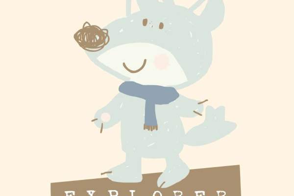 卡通动物狐狸字母矢量图儿童服装裁片T恤烫图印花花型素材