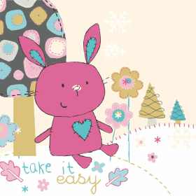 卡通兔子花朵矢量图儿童服装裁片T恤烫图印花花型素材