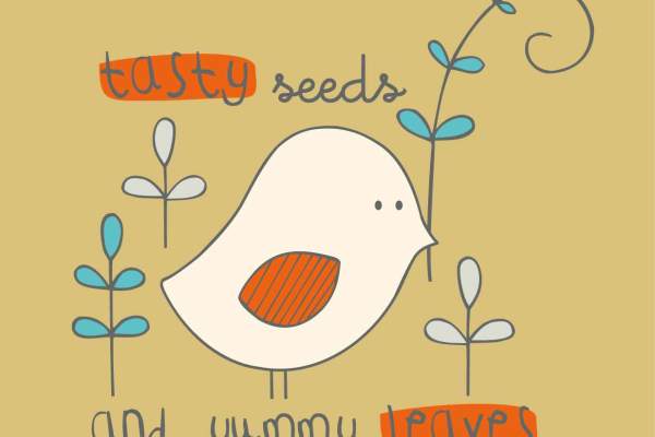 卡通小鸡植物字母矢量图儿童服装裁片T恤烫图印花花型素材