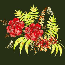 植物花卉蝴蝶矢量图服装裁片T恤烫图印花花型素材