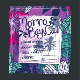 多彩几何花纹字母矢量图服装裁片T恤烫图印花花型素材