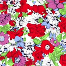 鲜艳多彩植物花卉矢量图服装纺织面料水印数码印花金昌花型素材