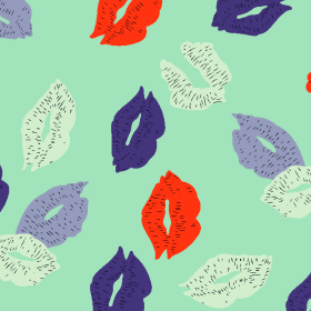 几何唇印印花矢量图服装纺织面料水印数码印花金昌花型素材